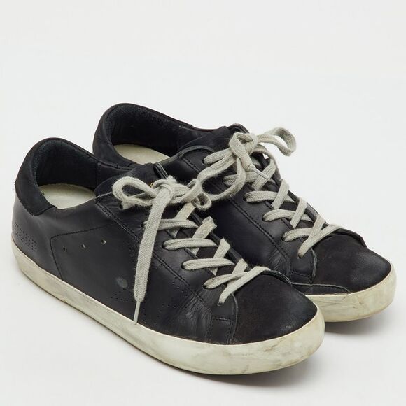 Golden Goose Black Leather Superstar Low Top Sneakers Size 37 - Picture 4 of 7